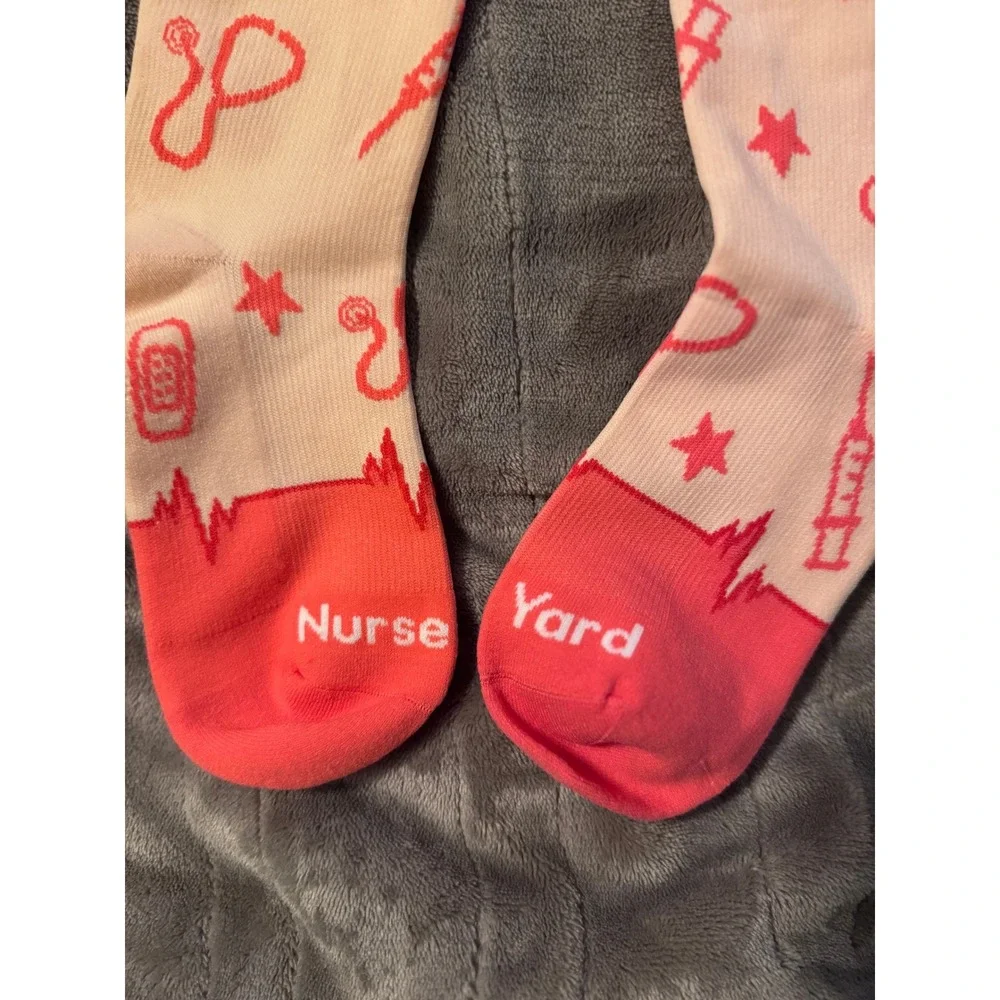 Nurse Yard Worlds Best Nurse Compression Socks Coral Peach Medical Theme